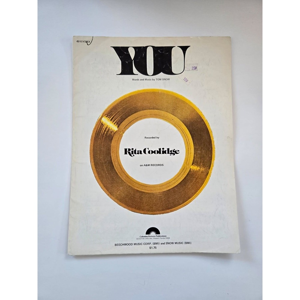 1975 RITA COOLIDGE "YOU" Sheet Music - RARE